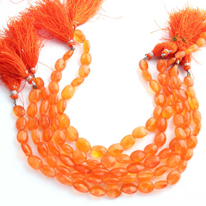 1 Strand Carnelian Faceted Oval Shape Briolettes - Oval Shape Briolettes 4mm-8mm-13mmx9mm 8.9 Inches BR1650