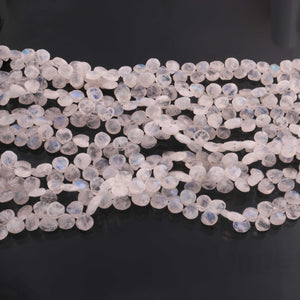 1 Strand White Rainbow Moonstone  Faceted Heart & Pear  Briolettes - 6mmx5mm-8mmx6mm - 10 inches BR0157 - Tucson Beads