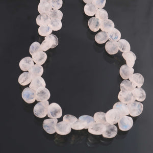 1 Strand White Rainbow Moonstone  Faceted Heart & Pear  Briolettes - 6mmx5mm-8mmx6mm - 10 inches BR0157 - Tucson Beads