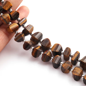 1  Strand Brown Tiger Eye Faceted Briolettes -fancy Shape Briolettes - 9mmx 9mm -4mmx9mm-9 Inches BR1659