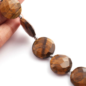 1  Strand Brown Tiger Eye Faceted Briolettes -Coin Shape Briolettes - 13mm - 20mm 9 Inches BR1659