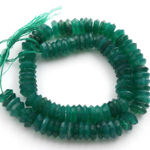 1  Strand  Green Onyx  Faceted Heishi Tyre Shape Gemstone Beads,  Green Onyx  Tyre Wheel Rondelles Beads, 11mm -14 Inches BR1661