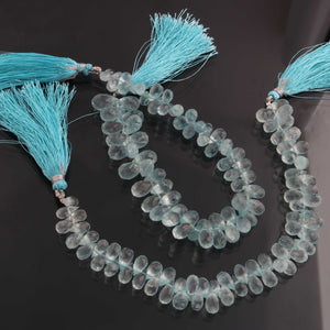 1 Strand Aquamarine Faceted Tear Shape Briolettes  - Faceted Briolettes - 6mmx4mm-13mmx9mm - 7.5 Inches  BR320 - Tucson Beads