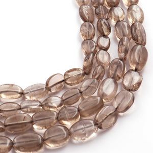 1 Strand Smoky Quartz Smooth Oval Briolettes - Center Drill Oval Beads 8mmx6mm-14mmx8mm 8 Inches BR1663