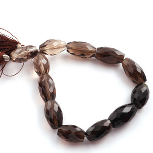 1 Strand Smoky Quartz Faceted  Briolettes -fancy Shape Beads 15mmx10mm-19mmx10mm 8 Inches BR1688