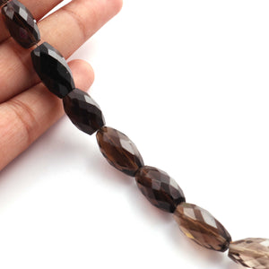 1 Strand Smoky Quartz Faceted  Briolettes -fancy Shape Beads 15mmx10mm-19mmx10mm 8 Inches BR1688