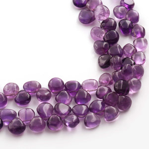 1 Strand Amethyst Smooth Briolettes - Amethyst Smooth  Heart Briolettes  5mmx6mm-9mmx10mm 16 Inches BR1691