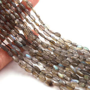 1  Long Strand  Labradorite Faceted Briolettes - Oval Shape  Briolettes -6mmx4mm- 11mmx5mm-12 Inches BR1692