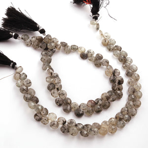 1 Strand Black Rutile Faceted  Briolettes  -Heart Shape Briolettes  8mm -10 Inches BR1687