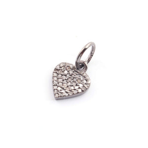 1 Pc Pave Diamond Heart Charm Pendant, 925 Sterling Silver Heart Pendant Pave Diamond Jewelry 17mmx10mm pdc00044 - Tucson Beads