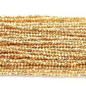 1 Long Strand  Gold Pyrite Micro Faceted Tiny Rondelles Balls Beads - Gold Pyrite Roundles Beads 3mm 12 Inches RB174