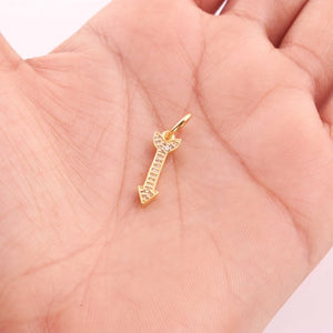 1 PC Pave Diamond Arrow Charm Yellow Gold Vermeil Pendant , 20mmx5mm PDC00052 - Tucson Beads