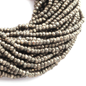 1 Strand Natural Pyrite Faceted Beads, Pyrite Beads, Semi Precious Beads, Gemstone Beads 4mm 13 Inches Long RB064