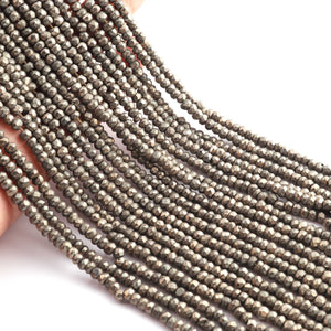 1 Strand Natural Pyrite Faceted Beads, Pyrite Beads, Semi Precious Beads, Gemstone Beads 4mm 13 Inches Long RB064