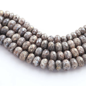 1 Strand Gray Moonstone Silver Coated Faceted Rondelles -  8mm-11mm 7.5 Inches BR1708