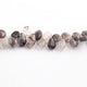 1 Strand Black Rutile Smooth Pear Briolettes - Tourmilated Quartz Smooth Beads 11mmx9mm-15mmx8mm 9.5 Inches BR1710