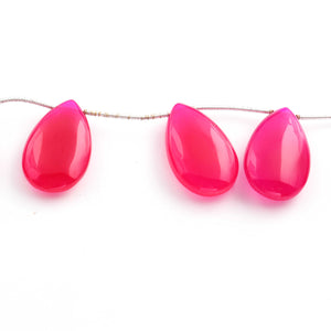 1 Strand Aaa Quality Hot Pink Chalcedony Smooth Pear Shape  Briolettes 27mmx16mm- 8 Inches BR1720