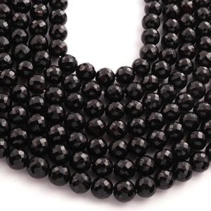 1 Strand Black Onyx Faceted Ball Beads Gemstone Ball Beads 8mm 9 Inches BR1731