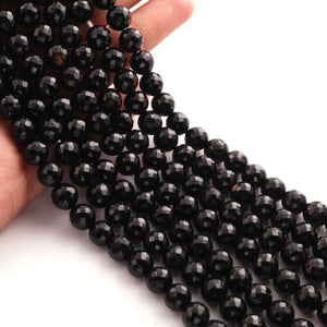 1 Strand Black Onyx Faceted Ball Beads Gemstone Ball Beads 8mm 9 Inches BR1731