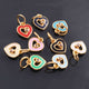 1 Pc Pave Diamond Enamel Heart Pendant, Yellow Gold Vermeil, 12mmx10mm Bakelite Pendant in 10 Colors, You Choose PDC00166