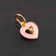 1 Pc Pave Diamond Enamel Heart Pendant, Yellow Gold Vermeil, 12mmx10mm Bakelite Pendant in 10 Colors, You Choose PDC00166