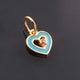 1 Pc Pave Diamond Enamel Heart Pendant, Yellow Gold Vermeil, 12mmx10mm Bakelite Pendant in 10 Colors, You Choose PDC00166