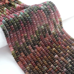 1  Long Strand Multi Tourmaline Smooth Roundelles - Semi Precious Gemstone Tourmaline Roundelles Beads - 6mm-14.5 Inches BR03247 - Tucson Beads