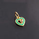 1 Pc Pave Diamond Enamel Heart Pendant, Yellow Gold Vermeil, 12mmx10mm Bakelite Pendant in 10 Colors, You Choose PDC00166