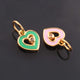 1 Pc Pave Diamond Enamel Heart Pendant, Yellow Gold Vermeil, 12mmx10mm Bakelite Pendant in 10 Colors, You Choose PDC00166