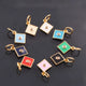 1 Pc Pave Diamond Enamel Square Pendant, Yellow Gold Vermeil, 12mmx10mm Bakelite Pendant in 10 Colors, You Choose PDC00161