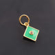 1 Pc Pave Diamond Enamel Square Pendant, Yellow Gold Vermeil, 12mmx10mm Bakelite Pendant in 10 Colors, You Choose PDC00161