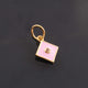 1 Pc Pave Diamond Enamel Square Pendant, Yellow Gold Vermeil, 12mmx10mm Bakelite Pendant in 10 Colors, You Choose PDC00161