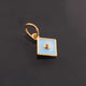 1 Pc Pave Diamond Enamel Square Pendant, Yellow Gold Vermeil, 12mmx10mm Bakelite Pendant in 10 Colors, You Choose PDC00161