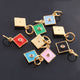 1 Pc Pave Diamond Enamel Square Pendant, Yellow Gold Vermeil, 12mmx10mm Bakelite Pendant in 10 Colors, You Choose PDC00161