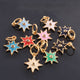 1 Pc Pave Diamond Enamel Star Pendant, Yellow Gold Vermeil, 12mm Bakelite Pendant in 10 Colors, You Choose PDC00167