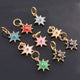 1 Pc Pave Diamond Enamel Star Pendant, Yellow Gold Vermeil, 12mm Bakelite Pendant in 10 Colors, You Choose PDC00167