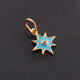 1 Pc Pave Diamond Enamel Star Pendant, Yellow Gold Vermeil, 12mm Bakelite Pendant in 10 Colors, You Choose PDC00167