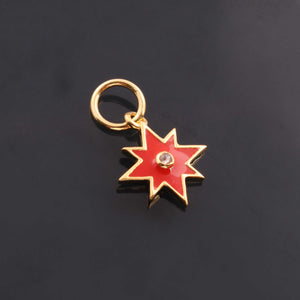 1 Pc Pave Diamond Enamel Star Pendant, Yellow Gold Vermeil, 13mmx10mm Bakelite Pendant in 10 Colors, You Choose PDC00162