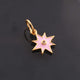 1 Pc Pave Diamond Enamel Star Pendant, Yellow Gold Vermeil, 12mm Bakelite Pendant in 10 Colors, You Choose PDC00167