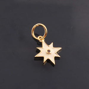 1 Pc Pave Diamond Enamel Star Pendant, Yellow Gold Vermeil, 13mmx10mm Bakelite Pendant in 10 Colors, You Choose PDC00162