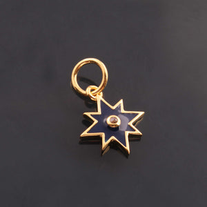 1 Pc Pave Diamond Enamel Star Pendant, Yellow Gold Vermeil, 13mmx10mm Bakelite Pendant in 10 Colors, You Choose PDC00162