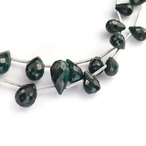 1 Strand  Dyed Emerald Faceted Tear Drop Briolettes- Emerald Gemstone Briolette 7mmx4mm-13mmx9mm BR1759