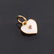 1 Pc Pave Diamond Enamel Heart Pendant, Yellow Gold Vermeil, 12mmx10mm Bakelite Pendant in 10 Colors, You Choose PDC00164