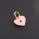 1 Pc Pave Diamond Enamel Heart Pendant, Yellow Gold Vermeil, 12mmx10mm Bakelite Pendant in 10 Colors, You Choose PDC00164