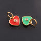 1 Pc Pave Diamond Enamel Heart Pendant, Yellow Gold Vermeil, 12mmx10mm Bakelite Pendant in 10 Colors, You Choose PDC00164