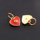 1 Pc Pave Diamond Enamel Heart Pendant, Yellow Gold Vermeil, 12mmx10mm Bakelite Pendant in 10 Colors, You Choose PDC00164