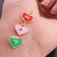 1 Pc Pave Diamond Enamel Heart Pendant, Yellow Gold Vermeil, 12mmx10mm Bakelite Pendant in 10 Colors, You Choose PDC00164