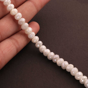 1  Strand White Silverite Faceted Rondelles  - Gemstone Rondelles - 7mm 8 Inches BR1774