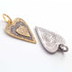 1 PC Antique Finish Pave Diamond Designer Heart Pendant - 925 Sterling Vermeil Pendant 37mmx29mm PD1891 - Tucson Beads