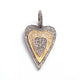 1 PC Antique Finish Pave Diamond Designer Heart Pendant - 925 Sterling Vermeil Pendant 37mmx29mm PD1891 - Tucson Beads